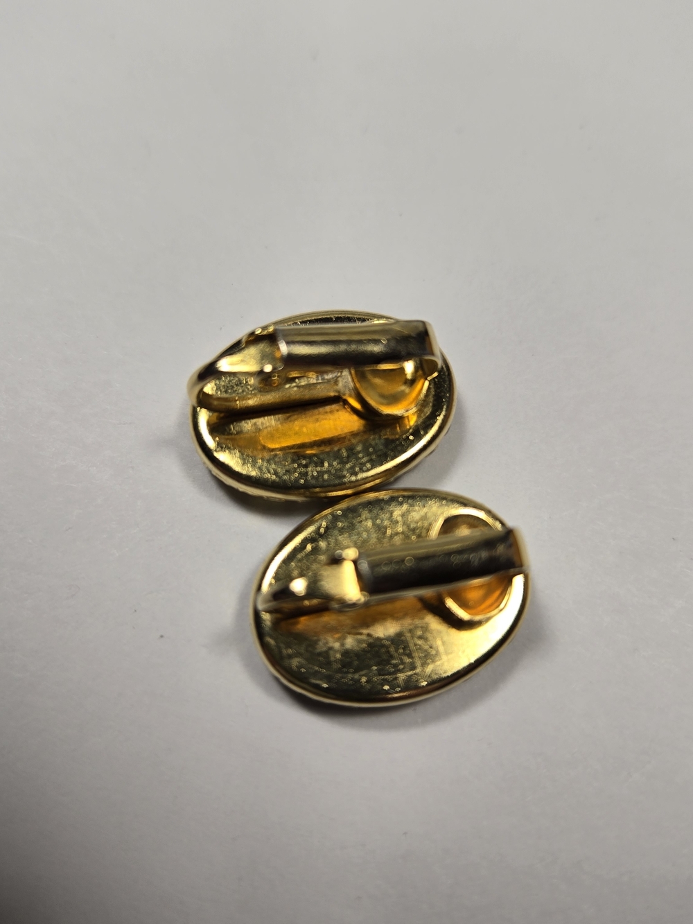 Vintage Petite Point Floral Embroidered Oval Clip On Earrings in Black and Gold - Picture 8 of 9
